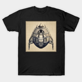 Retro Spaceship Design plan drawing T-Shirt